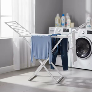 Traditional Foldable Multifunctional Floor Standing <b>Clothes</b> Drying <b>Rack</b> Stainless Steel Portable Laundry Hanger for Home Balcony - Product Image 5