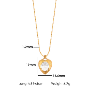 สร้อยคอจี้รูปหัวใจประดับเพชรซิคอนชุบทอง 18K PVD สแตนเลสกันน้ำ <span class=keywords><strong>MSX</strong></span> สำหรับผู้หญิง เป็นของขวัญ - Product Image 6