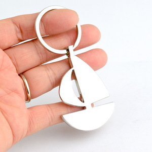 Porte-clés en alliage de zinc en forme de voilier, poli, breloque bateau métallique, <span class=keywords><strong>accessoire</strong></span> de sac, thème nautique, souvenir de plage estival - Product Image 2