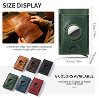 Dompet Pintar Kulit Crazy Horse Mewah dengan Slot AirTag, Tempat Kartu Otomatis Pop-up, Hadiah Bisnis Eksekutif
