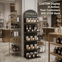 Présentoir en bois de luxe personnalisé pour diffuseurs à bâtonnets, support pour huiles essentielles et parfums avec éclairage LED, étagère de boutique de détail