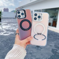 Étui de téléphone portable de couleurs dégradées de luxe pour iPhone 17 Pro Max avec couvercle de téléphone laser porte-objectif avec béquille à rotation à 360 °