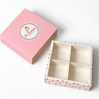 Boîte cadeau pour pâtisserie et desserts, en carton blanc épais 350 g/m², 4 compartiments, avec séparateurs pour tartes et cheesecakes, boîte alimentaire en papier