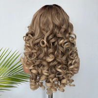 Perruque Lace Front 13*6 en Lin, sans colle, blonde, synthétique, prête à porter, longue et bouclée, en fibre Latisha, mélange de cheveux