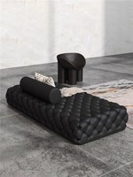 Ensemble de canapés Chesterfield rectangulaires au design moderne, rembourrage en éponge confortable, structure en bois écologique, revêtement en cuir, canapé-lit pour villa