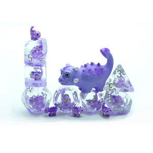 Juego de dados poliédricos Dnd personalizados profesionales, 7 Uds., dados digitales de resina arcoíris 4d 6d 8d 10d 12d 20d, dinosaurio bonito para juego DND - Product Image 4