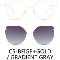 Lunettes de soleil polarisées à clip magnétique œil de chat en TAC, monture optique en acier inoxydable pour femmes, personnalisables OEM