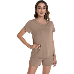 Ensemble de pyjama à manches courtes pour femmes personnalisé en viscose de bambou, vêtements de nuit, tailles S-XXL - Product Image 4