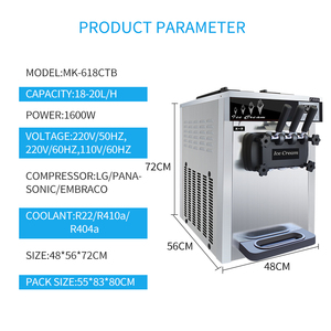 MK- 618CTB automático hermoso fácil de usar congelado suave servir pequeña máquina de helado suave comercial para el hogar - Product Image 2
