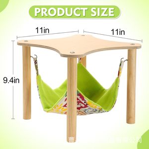 Hamaca de madera para hámster, conejillo de indias, nido para mascotas pequeñas, marco basculante de doble capa, uso en interiores, forma triangular, multifuncional - Product Image 5