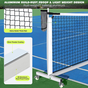 Sistema de Red de Pickleball Portátil con Ruedas, Tamaño Reglamentario de 22 Pies, Marco de Metal Resistente, Bolsa de Transporte - Product Image 1