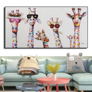 <span class=keywords><strong>Peinture</strong></span> à l'huile animale Art mural <span class=keywords><strong>Girafe</strong></span> colorée et mignonne <span class=keywords><strong>Peinture</strong></span> de famille d'animaux pour le salon <span class=keywords><strong>Peinture</strong></span> à l'huile <span class=keywords><strong>moderne</strong></span> peinte à la main - Product Image 2