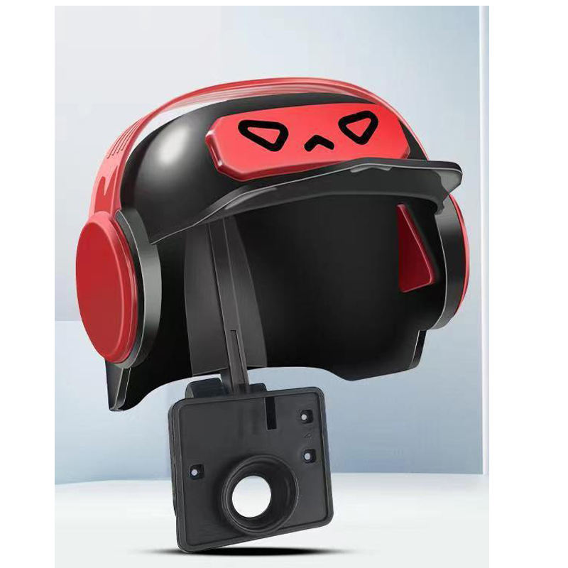 หมวกกันน็อคสีแดงและสีดำ