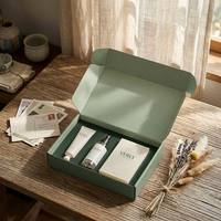 Cajas de Envío Verdes Personalizadas con Forro de Esponja, Embalaje para Regalos y Cosméticos, Soluciones Integrales de Etiquetas, Cajas de Papel Plegables