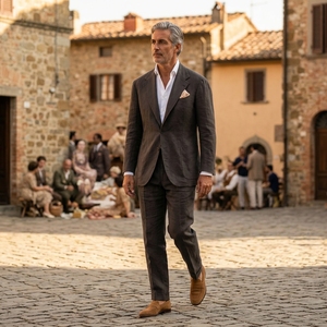 Traje <span class=keywords><strong>de</strong></span> Lino 100% Puro, Transpirable, Premium, Corte Slim Fit, Conjunto <span class=keywords><strong>de</strong></span> 2 Piezas para Hombre, Casual, para Bodas <span class=keywords><strong>en</strong></span> <span class=keywords><strong>la</strong></span> <span class=keywords><strong>Playa</strong></span>, Servicio OEM - Product Image 1