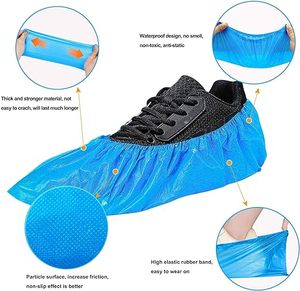 공장 도매 방수 슬립 미끄럼 방지 도매 보호 CPE 플라스틱 일회용 신발 커버 가정용 부츠 커버 - Product Image 3
