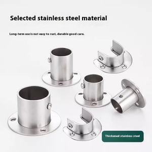 Tube d'armoire moderne en acier inoxydable Support <span class=keywords><strong>de</strong></span> <span class=keywords><strong>rail</strong></span> <span class=keywords><strong>de</strong></span> vêtements Base fixe Bride suspendue Porte-serviettes <span class=keywords><strong>de</strong></span> placard Support <span class=keywords><strong>de</strong></span> base <span class=keywords><strong>de</strong></span> tringle à rideau - Product Image 4