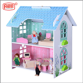 Casa Delle Bambole In Legno Rosa A 3 Piani Con 14 Accessori - Villa Con Mobili E Figure, Gioco Educativo Per Bambini Dai 3 Anni