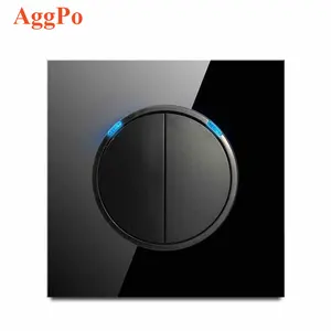 Glass Panel Button Wall Switch 1 2 3 Push Light Switch 16A 13A USB TV Air Conditioning Socket LED Indicator Luxury Click Switch