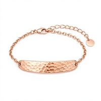 Bracelet personnalisé en plaque martelée, chaîne en acier inoxydable, bracelet gravé avec un nom, cadeau de bijoux