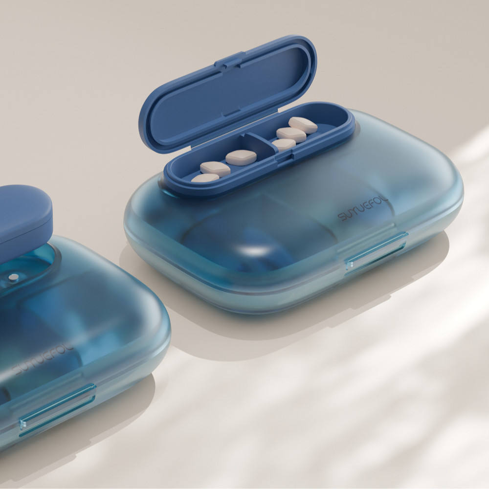 6 compartiments bleu transparent