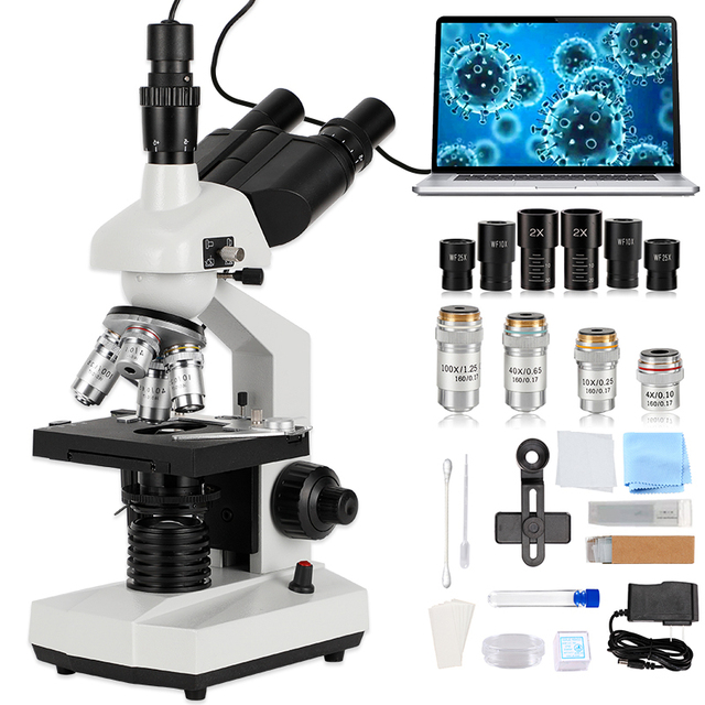 40-5000X Trinocular Biological Outdoor Educational Student Lab Microscope