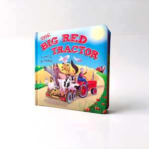 Grand livre <span class=keywords><strong>d</strong></span>'histoires pour enfants sur le thème des tracteurs rouges, couverture rigide, papier offset, cadeau de Noël personnalisable pour bébé - Product Image 1