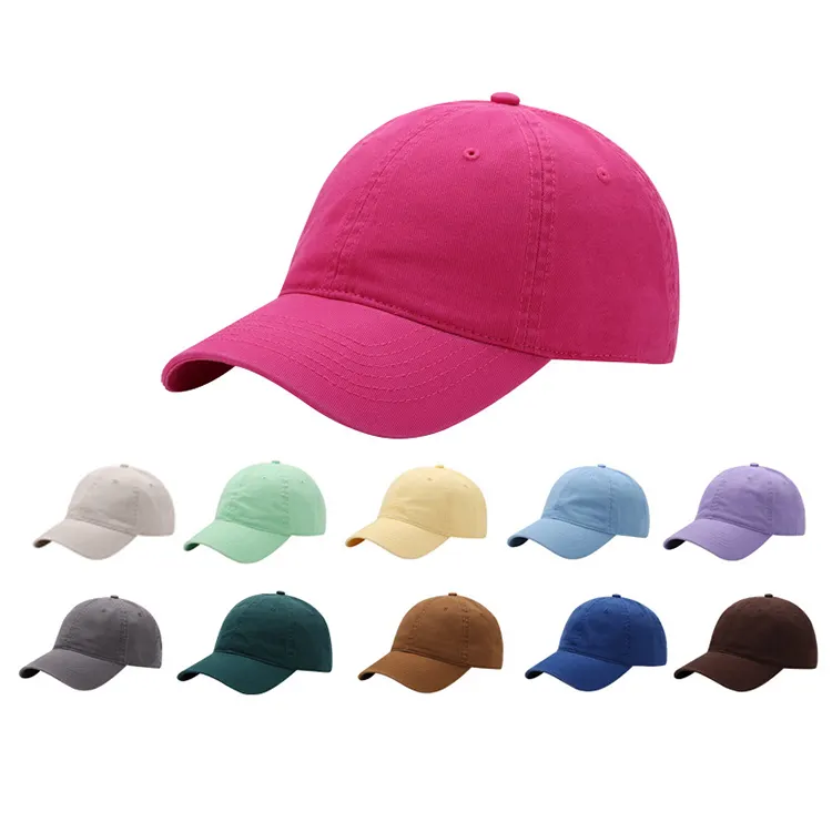 Cao Cấp Mũ Bóng Chày Tùy Chỉnh Màu Sắc Rửa Sạch Bông Unisex Thể Thao Snapback Mũ Cổ Điển Mềm Cơ Bản Che Nắng Hat Mũ