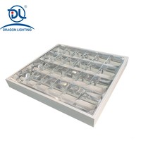Lampe de plafond à grille T8, prix direct usine, 4x8W, forme rectangulaire, avec grille à lamelles, luminaire fluorescent