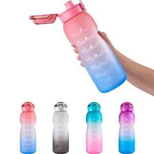 زجاجة مياه بلاستيكية بسعة كبيرة الأفضل مبيعًا لعام 2022، إبريق مياه بلاستيك مع علامة للوقت