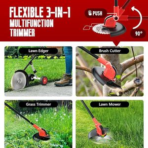 Désherbeur sans fil avec roue, <span class=keywords><strong>coupe</strong></span>-herbe sans balais à batterie de 12 pouces, débroussailleuse multifonctionnelle, tondeuse à gazon, taille-bordures - Product Image 2