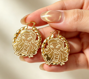 Pendientes Personalizados con Personajes de Dibujos Animados, Pendientes de Aro de Acero Inoxidable con Baño de Oro de 18K para Mujer, Joyería de Moda - Product Image 2