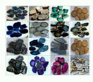 Fabricant de carreaux de dalle polie en agate dorée et de sous-verres à thé-Pierres précieuses usagées avec pièces coupées plaquées or - Product Image 3