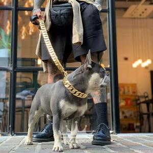 Grosir Aksesori anjing peliharaan Tautan Kuba rantai anjing kerah anjing emas Chunky tugas berat baja nirkarat besar kualitas logam padat - Product Image 4