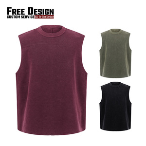 Camiseta sin Mangas Estilo Batik 2026, 325g, con Parches y Bordes Deshilachados, Estilo Desgastado, con Logotipo Personalizado para Hombre - Product Image 3