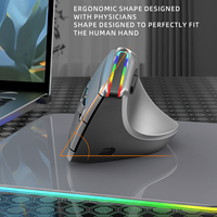 Mouse vertikal Bluetooth 2.4G, tetikus vertikal tiga Mode ergonomis dapat diisi ulang komputer tanpa kabel ergonomis RGB Backlit