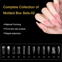 Longzao Square Nail Tips – Kit de moules pour extensions d'ongles en gel souple, haute flexibilité, matériau PP, formes doubles transparentes multi-tailles