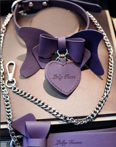 Collier Laisse Papillon SM Érotique de Haute Qualité, Violet, Écologique, Résistant à l'Eau, avec Nœud Papillon, Cœur et Clochette, Style <span class=keywords><strong>Doux</strong></span> et Tendance - Product Image 2