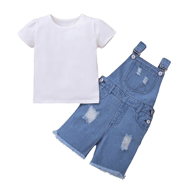 Summer Baby Clothes Sets Outfits Unisex Baby Denim Overalls Shorts Jeans Jumpsuit Romper Children's Clothing 2 Pcs Suit