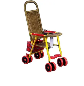 婴儿竹藤手推车便携式四季藤制婴儿手推车可躺折叠竹椅儿童手推车
