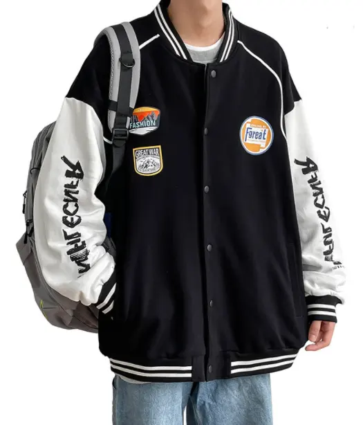 OEM Usine De Mode Letterman Veste de LOGO Personnalisé Noir Hommes Vestes Manteaux Hommes Veste