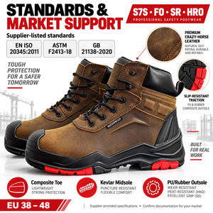 <span class=keywords><strong>Scarpe</strong></span> <span class=keywords><strong>Antinfortunistiche</strong></span> in Pelle Impermeabile Personalizzate <span class=keywords><strong>per</strong></span> Uomo con Punta Composita e Suola Intermedia in Kevlar S7S FO SR HRO Stivali da Lavoro Alti - Product Image 5