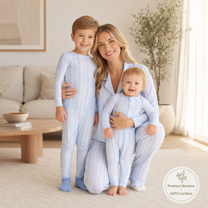 Conjunto de Pijamas de Bambú OEKO-TEX 220GSM para Mujer, Estilo Casual de Primavera, Conjunto Familiar a Juego, Ropa de Dormir Transpirable para Mamá e Hija - Product Image 1