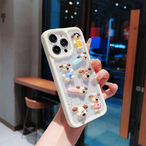 Coque de téléphone portable motif chiot de dessin animé et chien avec nœud pour iPhone 17 Air 16 15 14 13 Pro Max, motif chat KT, en résine 3D, mignonne, DIY, étoiles, amour, coque arrière - Product Image 6