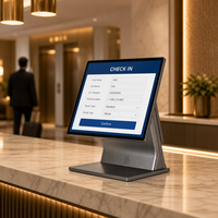 Kiosco de auto check-in para hoteles con pantalla táctil giratoria de 15.6 pulgadas, terminal POS, impresora térmica, escáner de código de barras, NFC para recepción