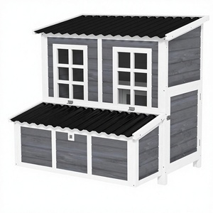 Para gallinero de madera, caja de anidación impermeable de 39 pulgadas con bandeja extraíble, para exteriores, color gris claro, para 4-6 gallinas y animales pequeños - Product Image 1