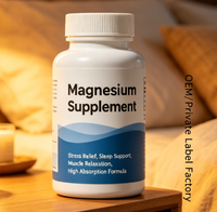 Complément de Magnésium + Ashwagandha pour le Soulagement du Stress, le Soutien au Sommeil et la Relaxation Musculaire – Formule à Absorption Élevée, Qualité Alimentaire, OEM/Privé