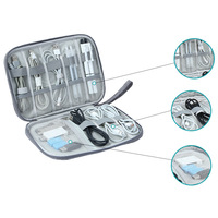 Tas Penyimpanan Digital Sling Travel Terlaris Multi Grid Portable untuk Kabel Data, Organizer Elektronik dengan Logo