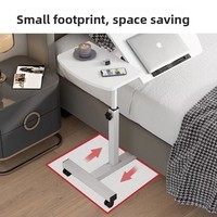 Table de chevet pliable et portable, réglable en hauteur, avec levage manuel, en acier et MDF, multi-usages pour la maison