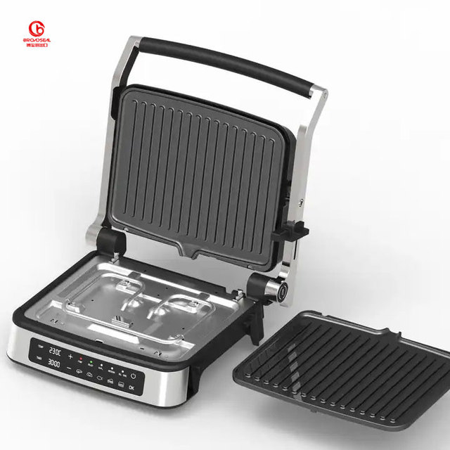 Adjustable Temperature Nonstick Electric Panini Grill Maker Fast Cooking 180 Degree Healthy Contact Grill for Household Use